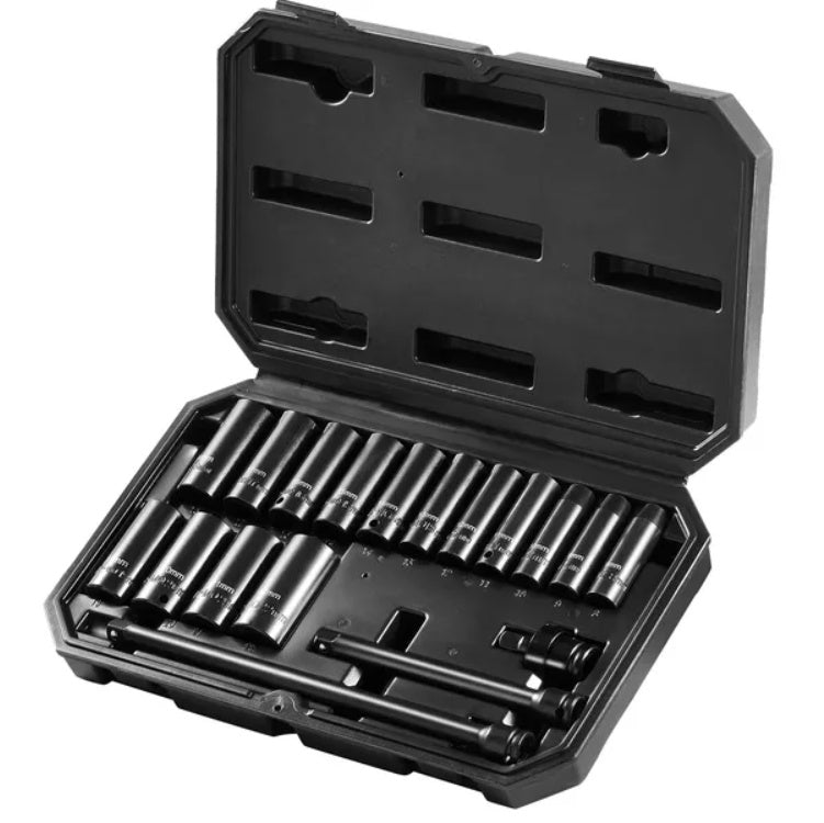 VEVOR Impact Sockets Set 18pcs 6-Point 3 8 Drive Bit Ratchet Tool Kit Case