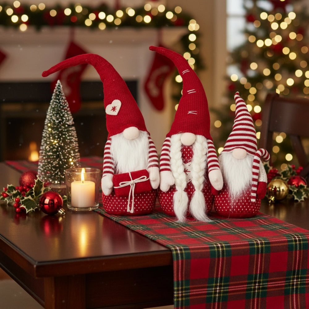 4PCS Set Christmas Gnome 21.3x5.5x25.5in Tall Festive Family Perfect For Holiday Decorations And Seasonal Indoor Outdoor Displays