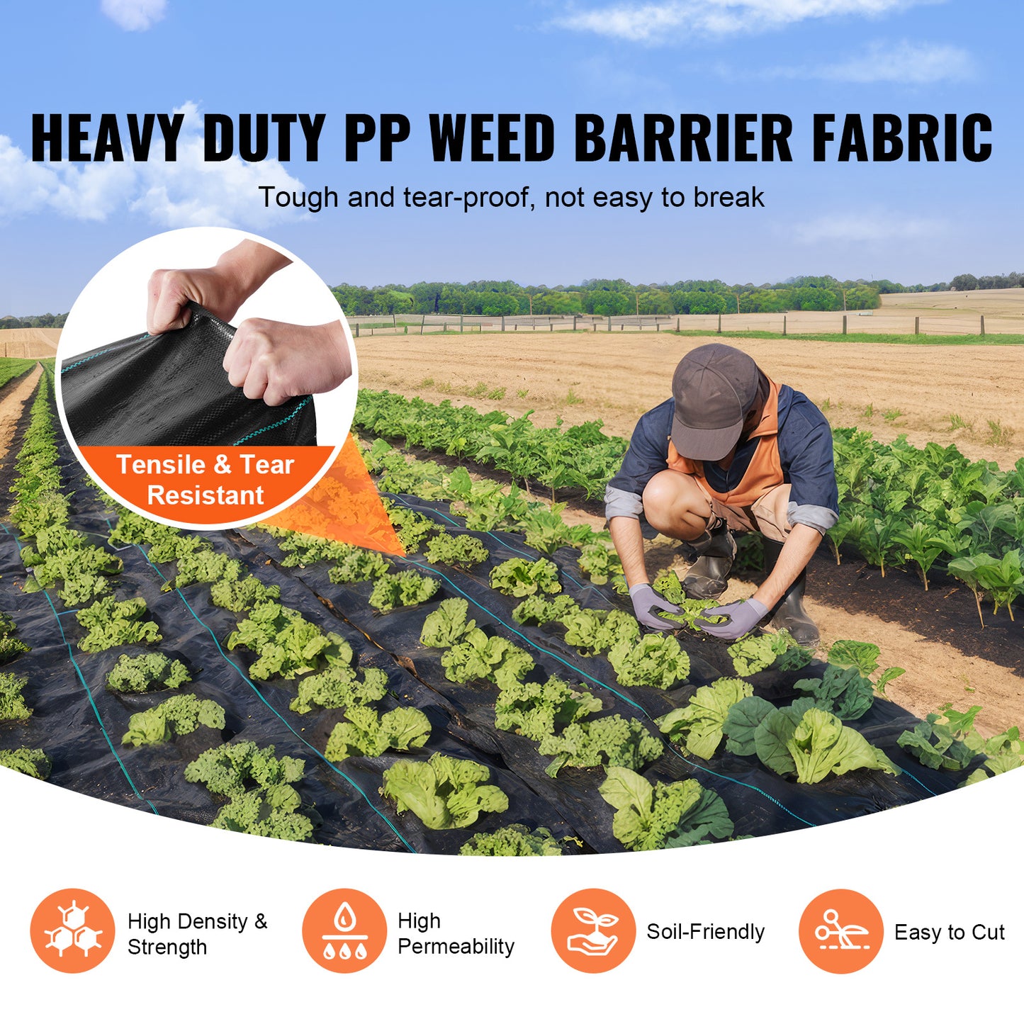 VEVOR Weed Barrier Landscape Fabric   Heavy Duty Woven PP Weed Control Mat