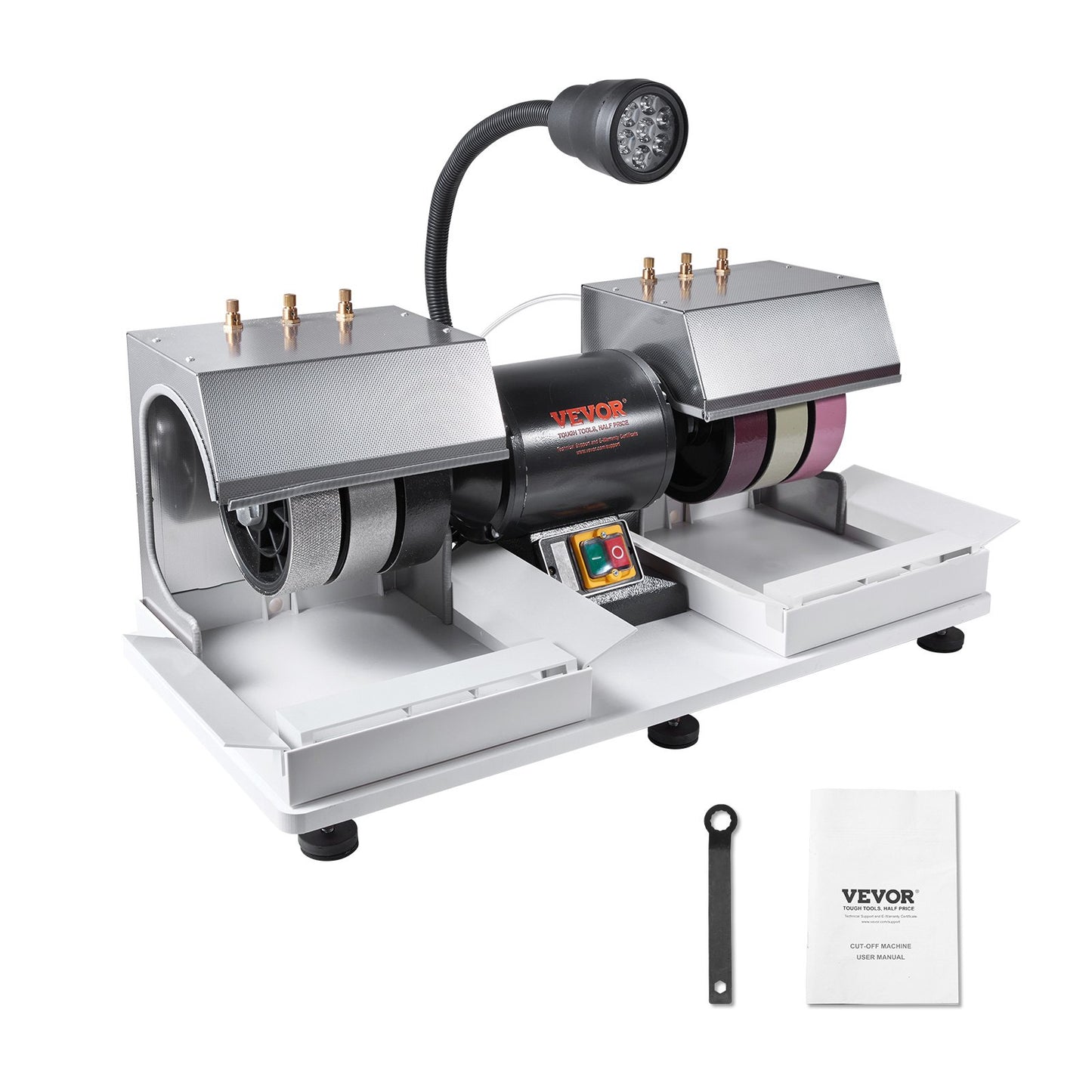 Cabbing Machine, 6" 1/4HP 1800rpm Efficient, Lapidary Rock Grinder Polisher With Lamp & Water Pump, Gem Faceting Machine, Rock Grinding Machine For Gem Jade Stone, Create Cabochons For Necklaces