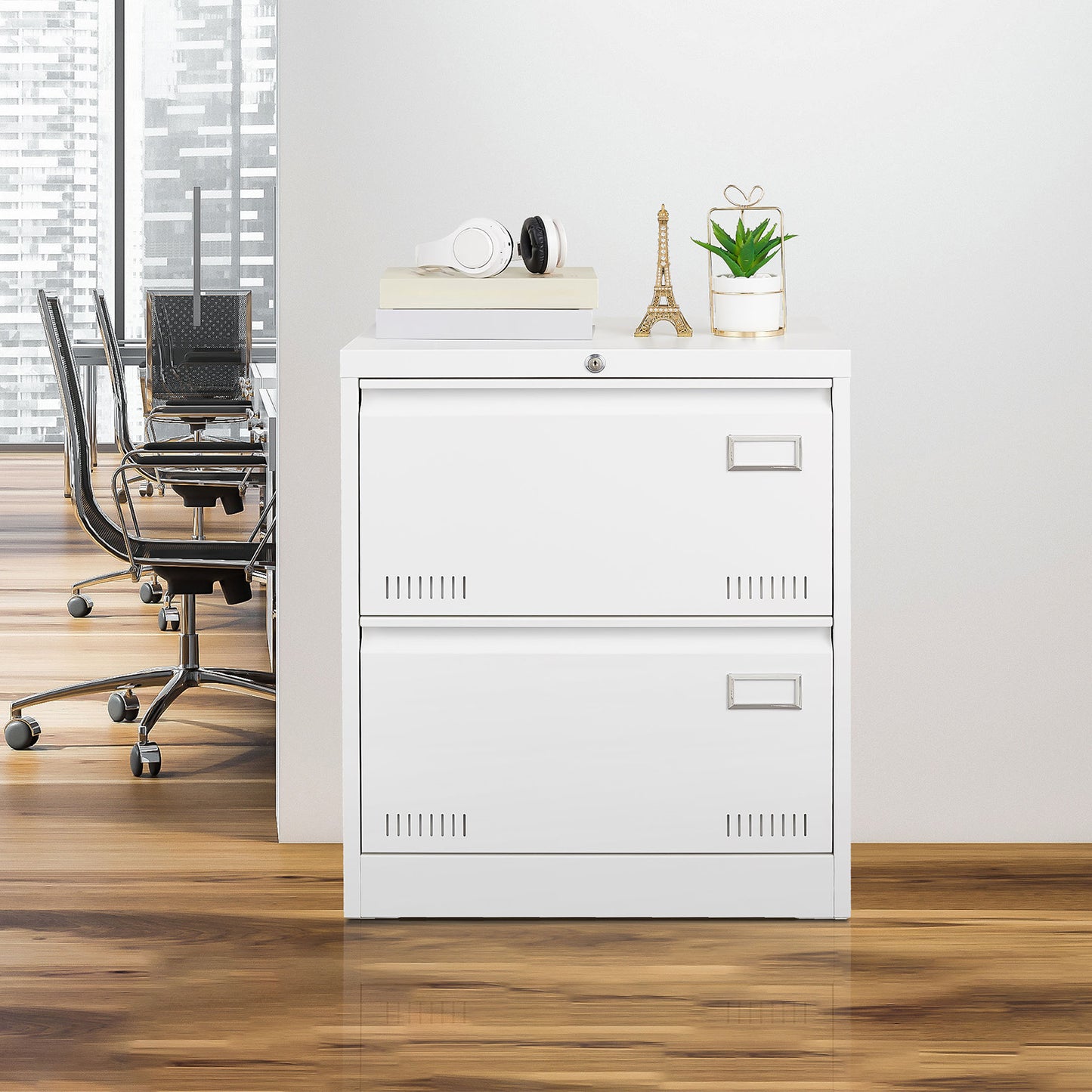 Filing Cabinet Lateral File Cabinet 2 Drawer, White Filing Cabinets With Lock, Locking Metal File Cabinets Three Drawer Office Cabinet For Legal Letter A4 F4 Home Office