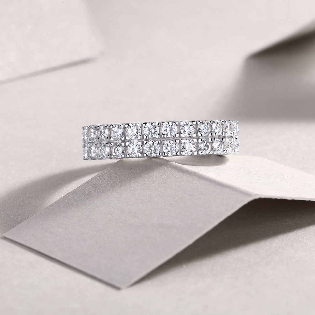 1Multi-row Diamond Ring Luxury Fashion Set Moissanite Silver Ring Prohibit TikTok sales