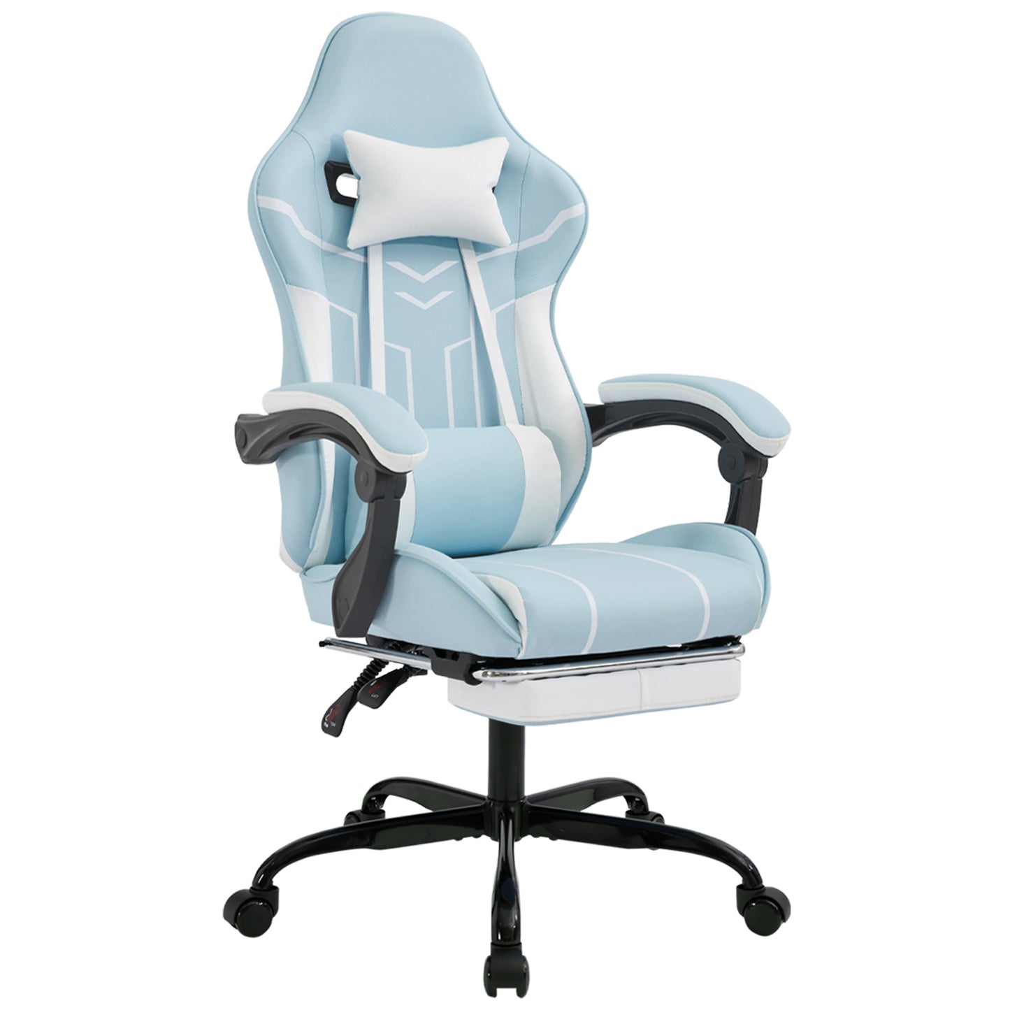 Gaming Chair, Computer Chair Ergonomic Chair With Footrest Office Chair Ergonomic Computer Chair With Lumbar Backrest Bluewhite