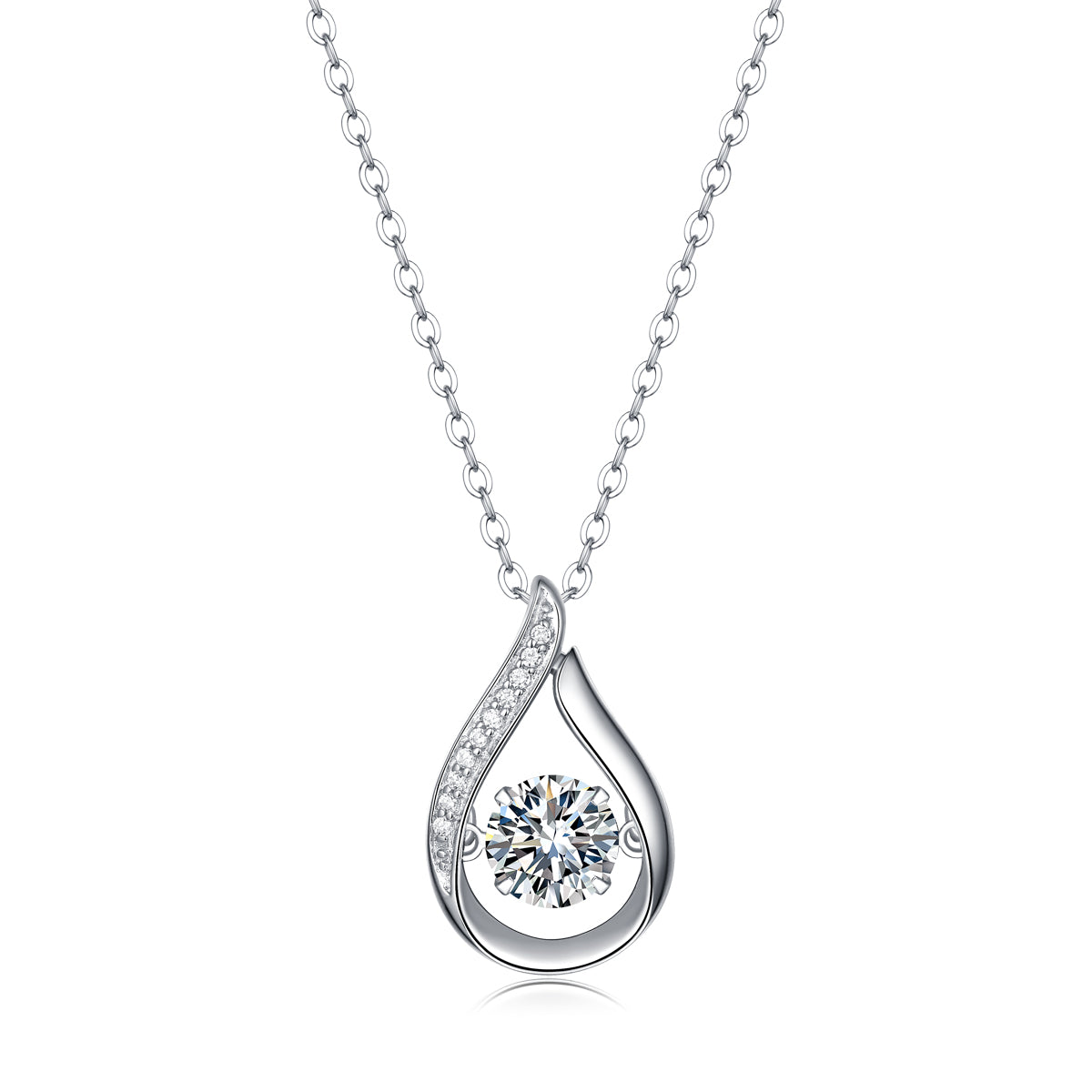 Smart Drop Luxury Fashion Diamond Pendant Necklace Set With Mosan Diamond Silver Ornaments