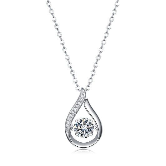 Smart Drop Luxury Fashion Diamond Pendant Necklace Set With Mosan Diamond Silver Ornaments