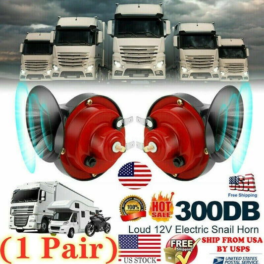 2PCS 12V 300DB Super Horn Snail Waterproof  Horn For Motorcycle Truck SUV Boat