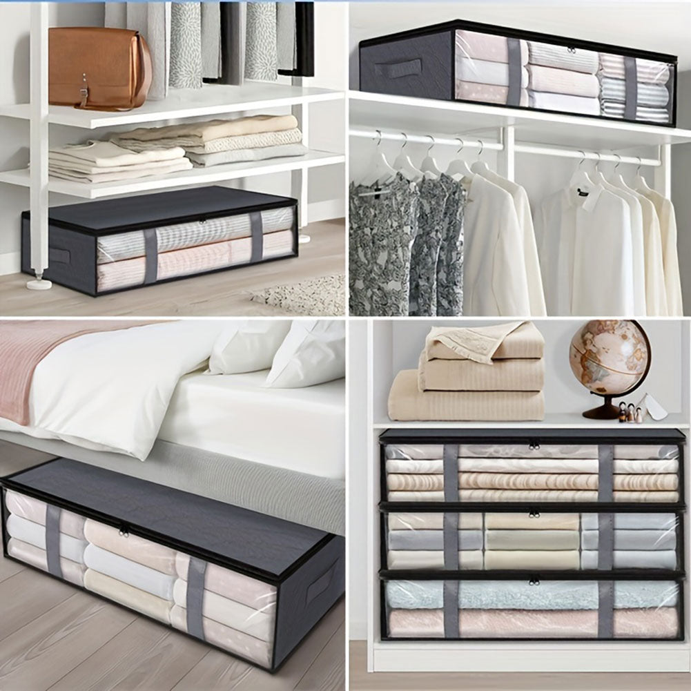 2 Pcs Over Wardrobe Storage Bag, Underbed Storage Containers, Storage Bin For Clothes, Blankets