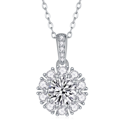 Blossom - A Fashionable And Luxurious Diamond Jewelry Pendant Set With 1-carat Moissan Diamond S925 Sterling Silver And Platinum Plating