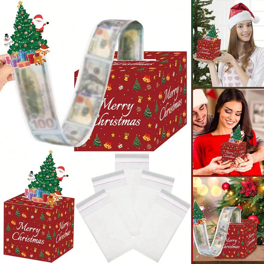 Christmas Money Box For Cash Gift Pull Surprise Money Gift Boxes For Cash With Pull Out Surprise Merry Christmas Box Holder Unique DIY Roll Ideas Cash Holder For Xmas Parties Favors Birthday Lovers