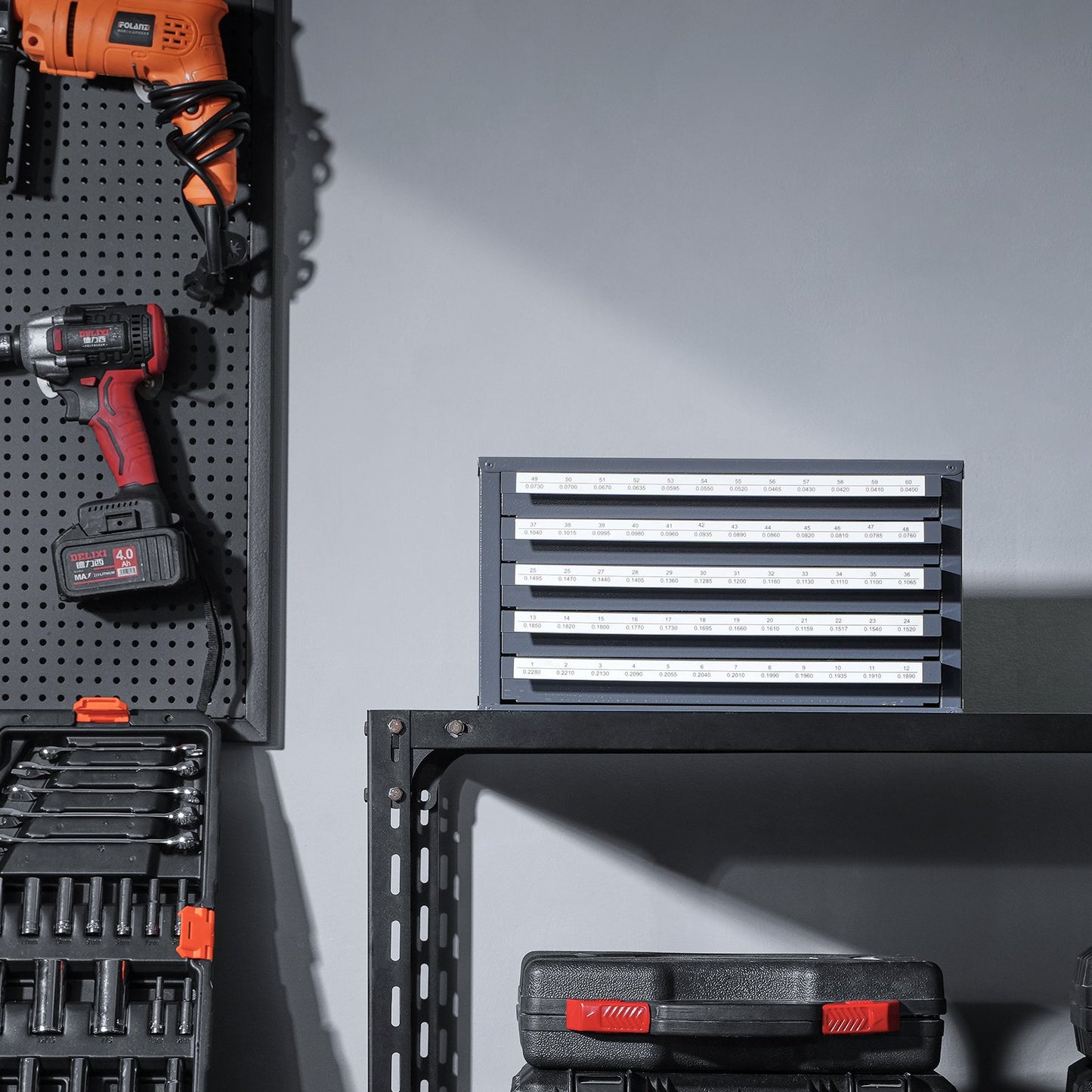 Drill Bit Dispenser Cabinet, Five-Drawer Drill Bit Organizer Cabinet Steel Drill Dispenser Organizer Cabinet With Labels, Stackable Drill Dispenser For Drill Bit Storage