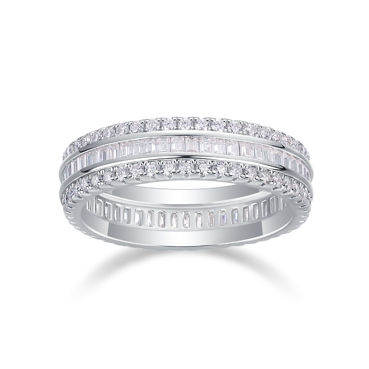 1Square Diamond Arrangement, Double Array Diamonds, Luxury Fashion Moissanite Silver Ring Prohibit TikTok sales
