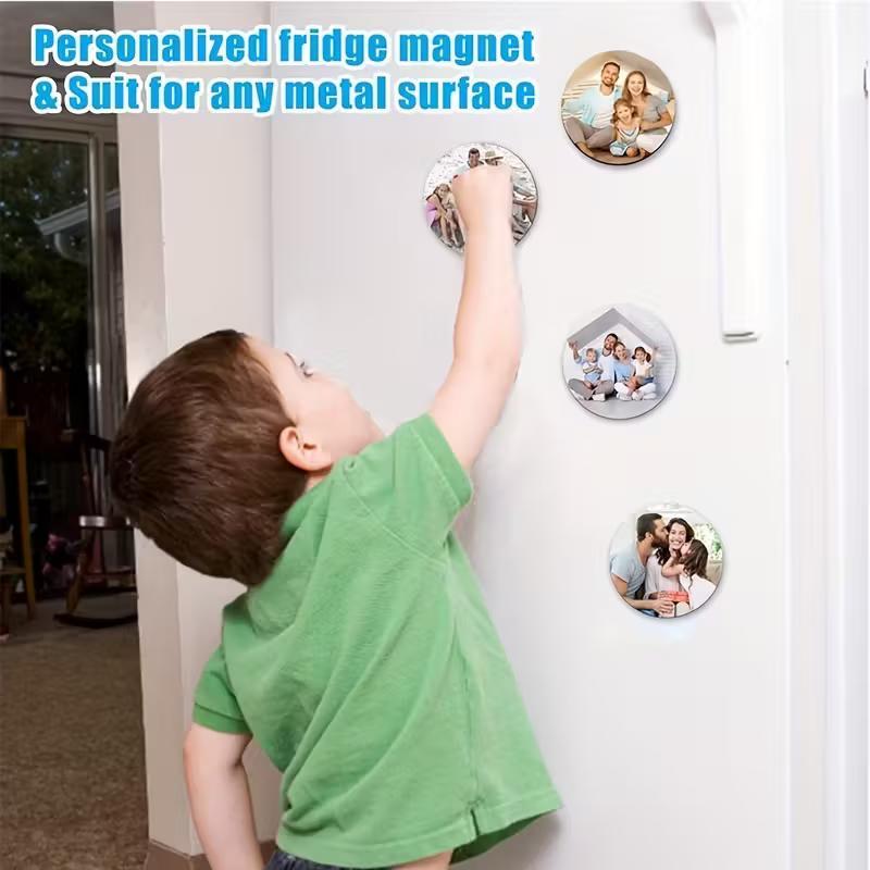 50-Piece Household Kitchen Refrigerator Magnets, Heat Transfer Blank Round Microwave Oven Wall Door Decoration Or Office Calendar Refrigerator Magnets