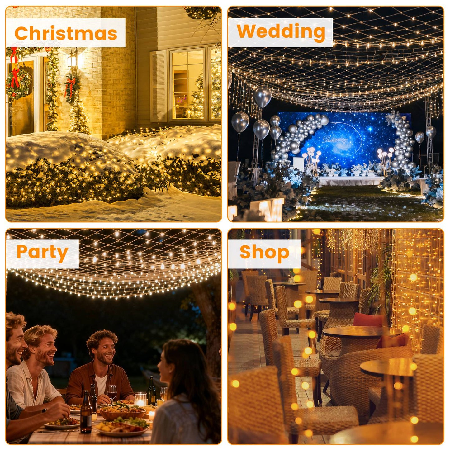 9.84x6.56FT 192LED Solar Christmas Net Lights Outdoor Bush Lights Dimmable IP44 Waterproof With 8 Modes Remote Timer Memory Function For Holiday Party Wedding Patio Garden