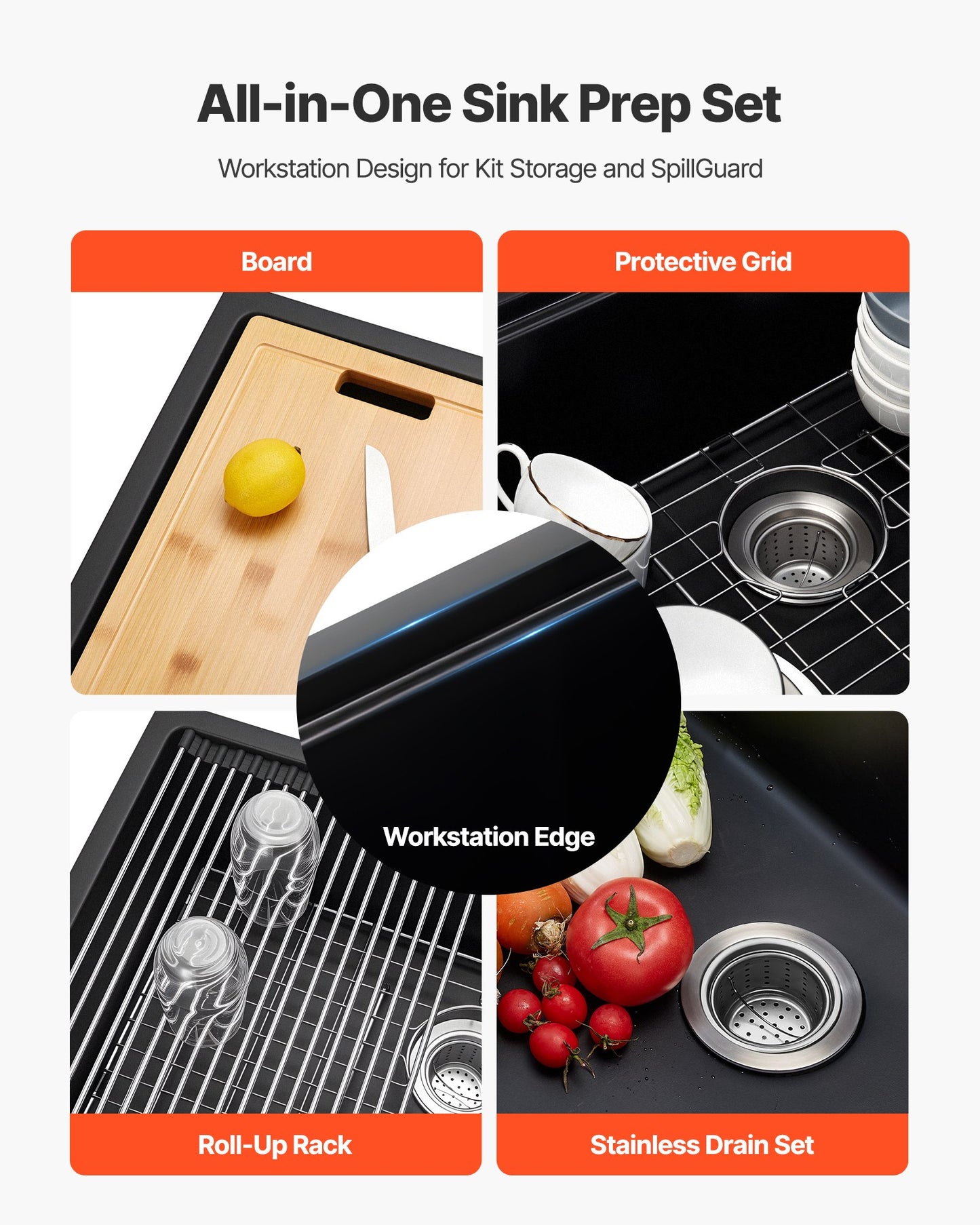 30 Inch Granite Kitchen Sink Undermount Single Bowl Drop-In Basin For RV Bar