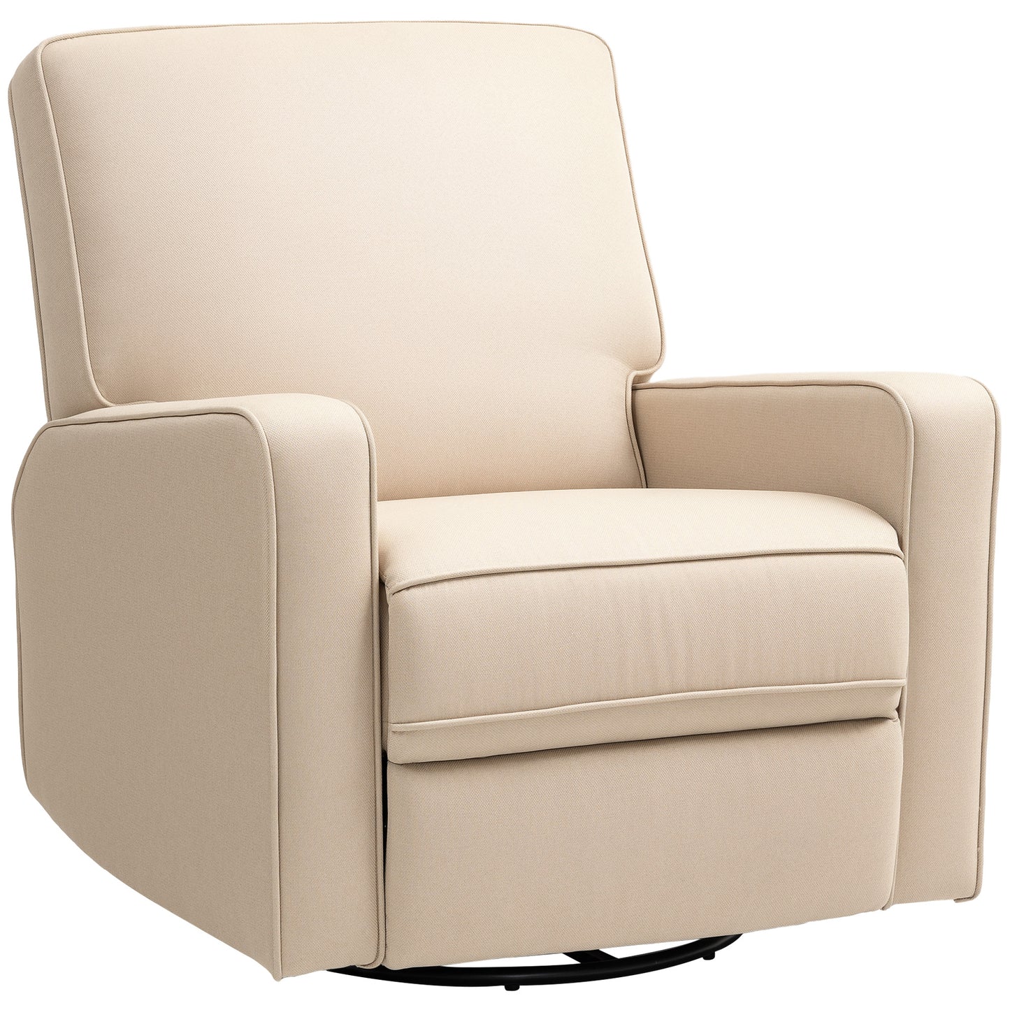 Manual Recliner Chair for Adults with Thick Cushion, Breathable Fabric Glider Rocking Chair for Living Room, Beige
