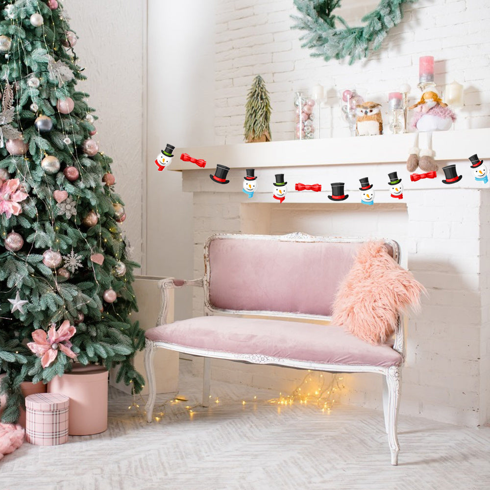 2 Pack Christmas Banner Paper Christmas Sign Garland Gingerbread Man Snowman Christmas Hanging Bunting Garland For Christmas Party Decorations Xmas Holiday Mantle Fireplace Home Decor