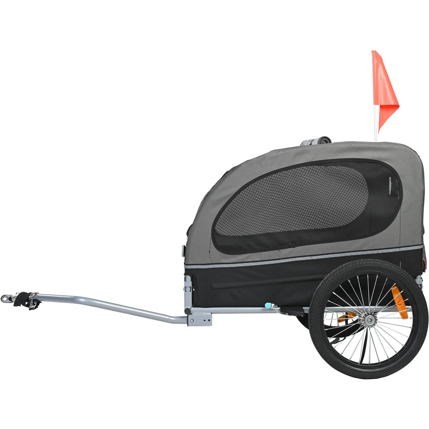 Dog Bike Trailer, Supports Up To 88 Lbs, Pet Cart Bicycle Carrier, Easy Folding Frame With Quick Release Wheels, Universal Bicycle Coupler, Reflectors, Flag, Collapsible To Store, BlackGray