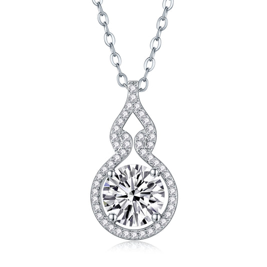 Curve - A Fashionable And Luxurious Diamond Jewelry Pendant Set With 2-carat Moissanite S925 Sterling Silver And Platinum Plating