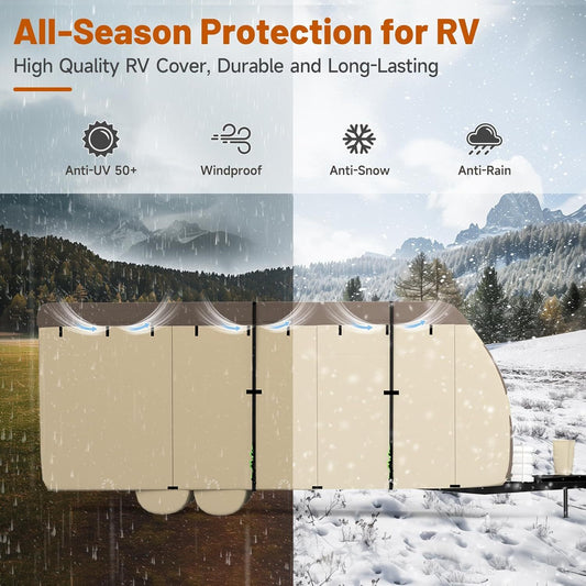 Travel Trailer Cover 2025 Upgraded 7 Layers Top 3 Layers Side Protect From Water Camper Covers