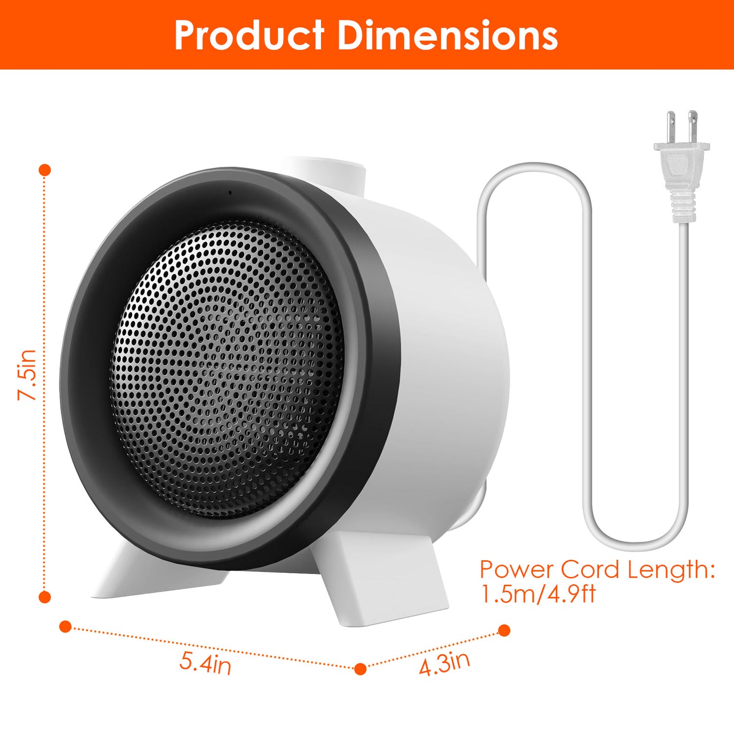 1Pc  Electric Space Heater Ceramic Heater Fan Heating Fan With 3 Modes 3S Fast Heating Tip-over Overheating Protection For Home Office Dormitry