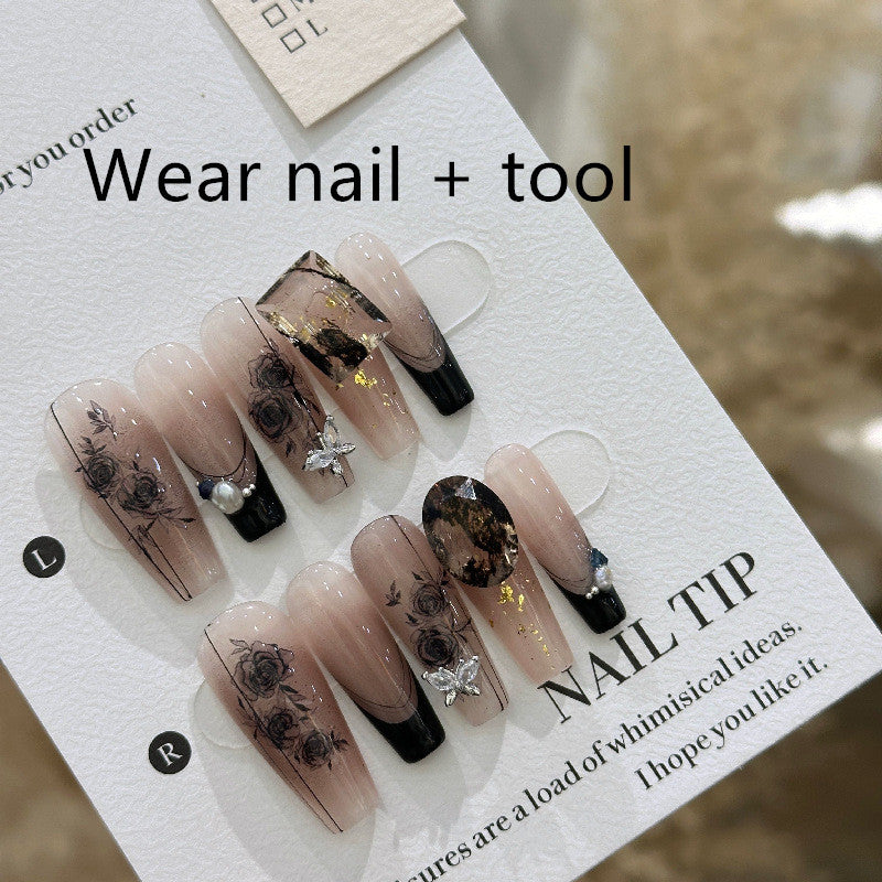 Handmade Long Camellia Girl Nail Tip