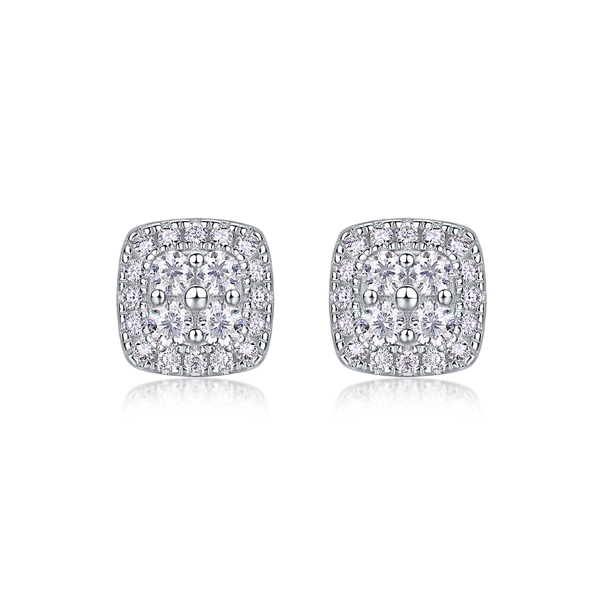 Fog Sea - Fashionable And Luxurious Diamond Jewelry Set With Moissanite S925 Sterling Silver And Platinum-plated Stud Earrings