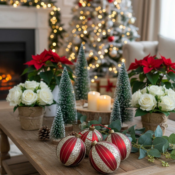 4PCS Set  Christmas Glass Ball Ornaments Holiday Tree Hanging Decorations Party Decor Supplies FBA Shipment