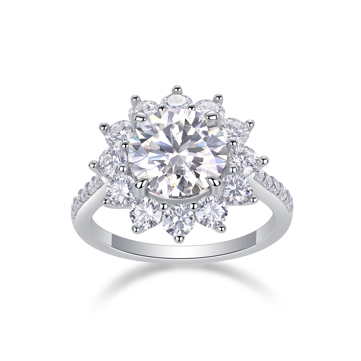 Sunflower - A Fashionable Diamond Jewelry Piece Set With 3-carat Moissanite S925 Sterling Silver And Platinum Diamond Ring