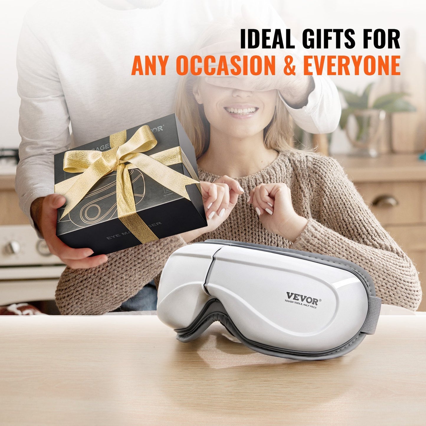 VEVOR Eye Massager With Heat & Remote Eye Care Device 5 Modes Bluetooth Music