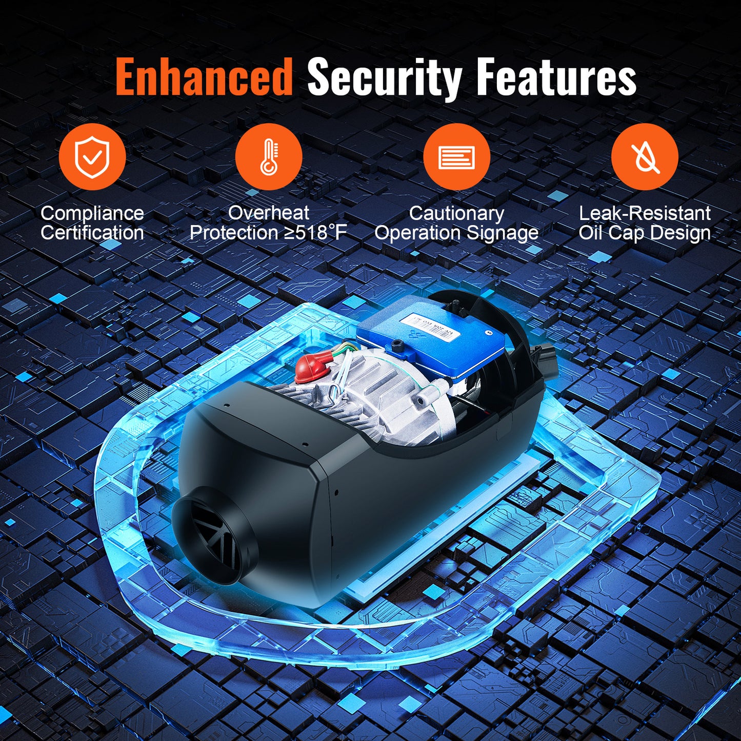 VEVOR Air Heater 12V 2KW Bluetooth App LCD Display For Car Bus RV Indoors