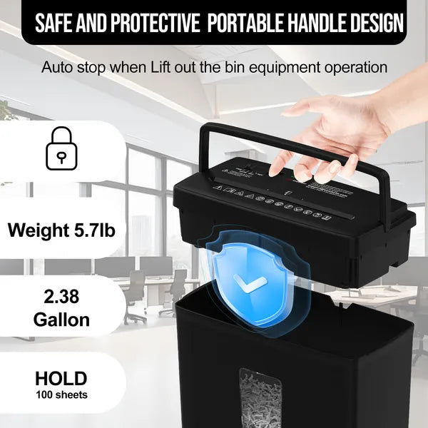 Paper Shredder For Home Use,5 Sheets Small Crosscut Paper Shredder,P-4 Security Level With 2.38-Gallon Basket, 4-Mode Design-Durable & Fast And Jam Proof For Home Office Utilization
