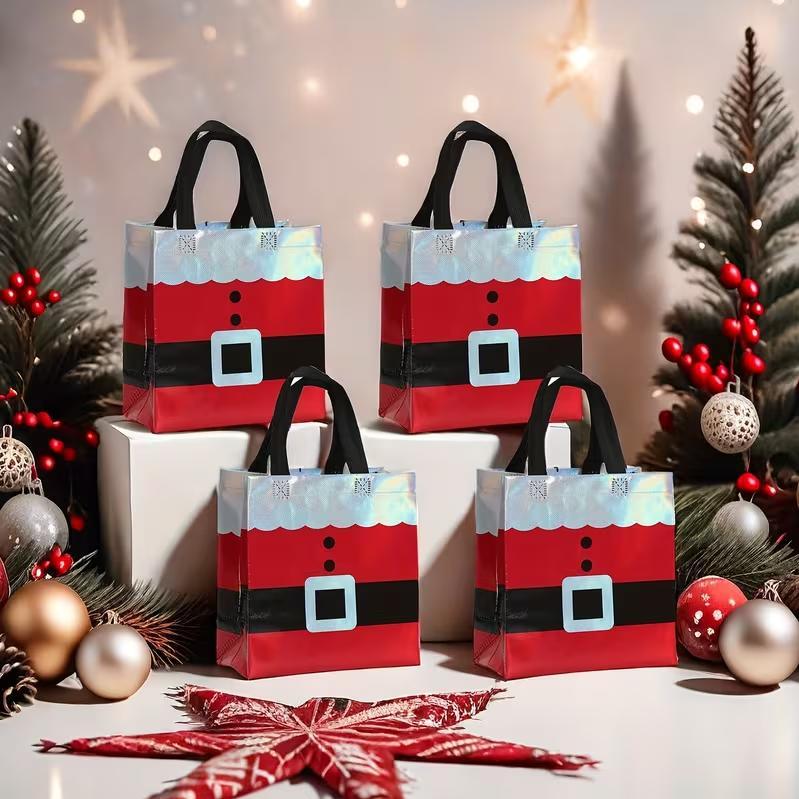 30-Piece Christmas Gift Bag Set - Non-woven Santa Claus Design Party Tote Bags