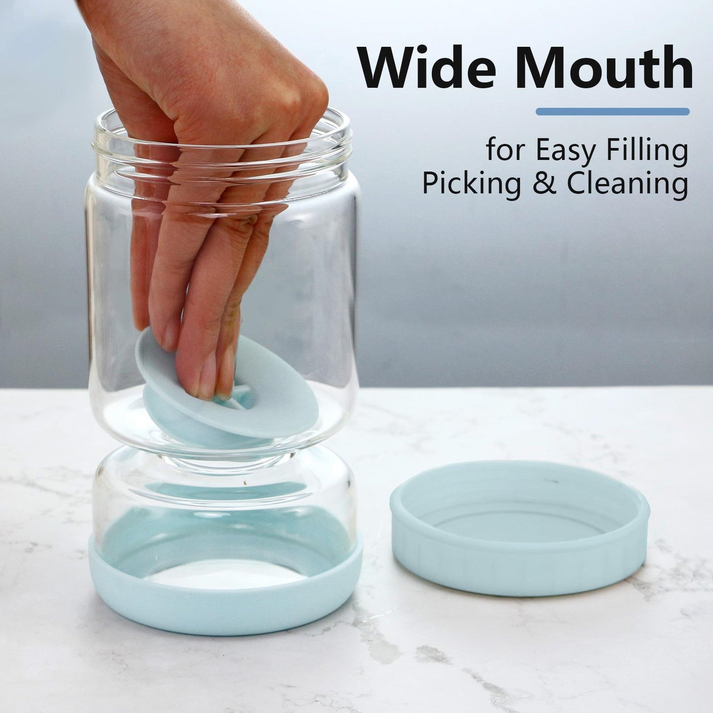 Kitchen Glass Food Storage Bottles and Strainer