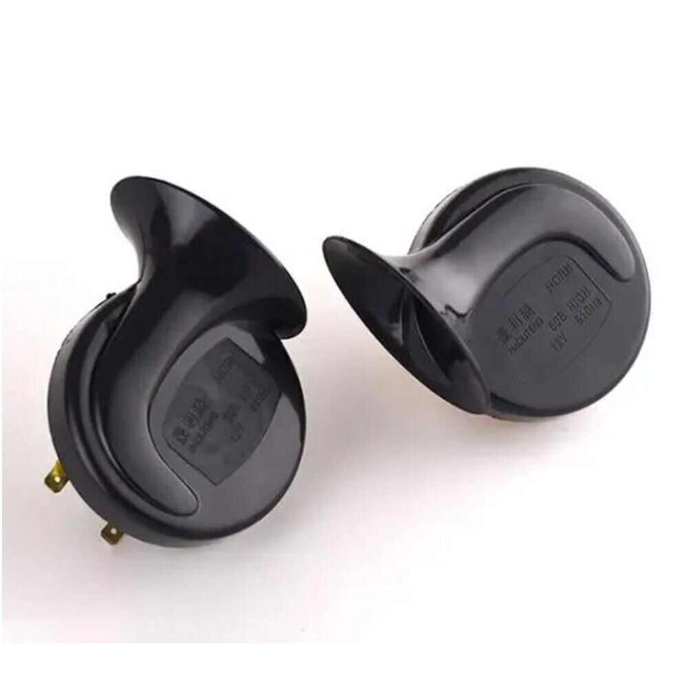DC12V Car Horn Loud Dual-Tone Electric Snail Horn 110 DB For Car Vehicle Black