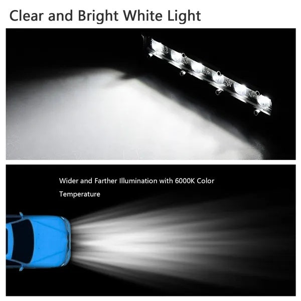 7" LED Light Bar Single Row Offroad Spot Lights 18W Ultra Slim Straight Work Light For Trailer Truck Bus Boat