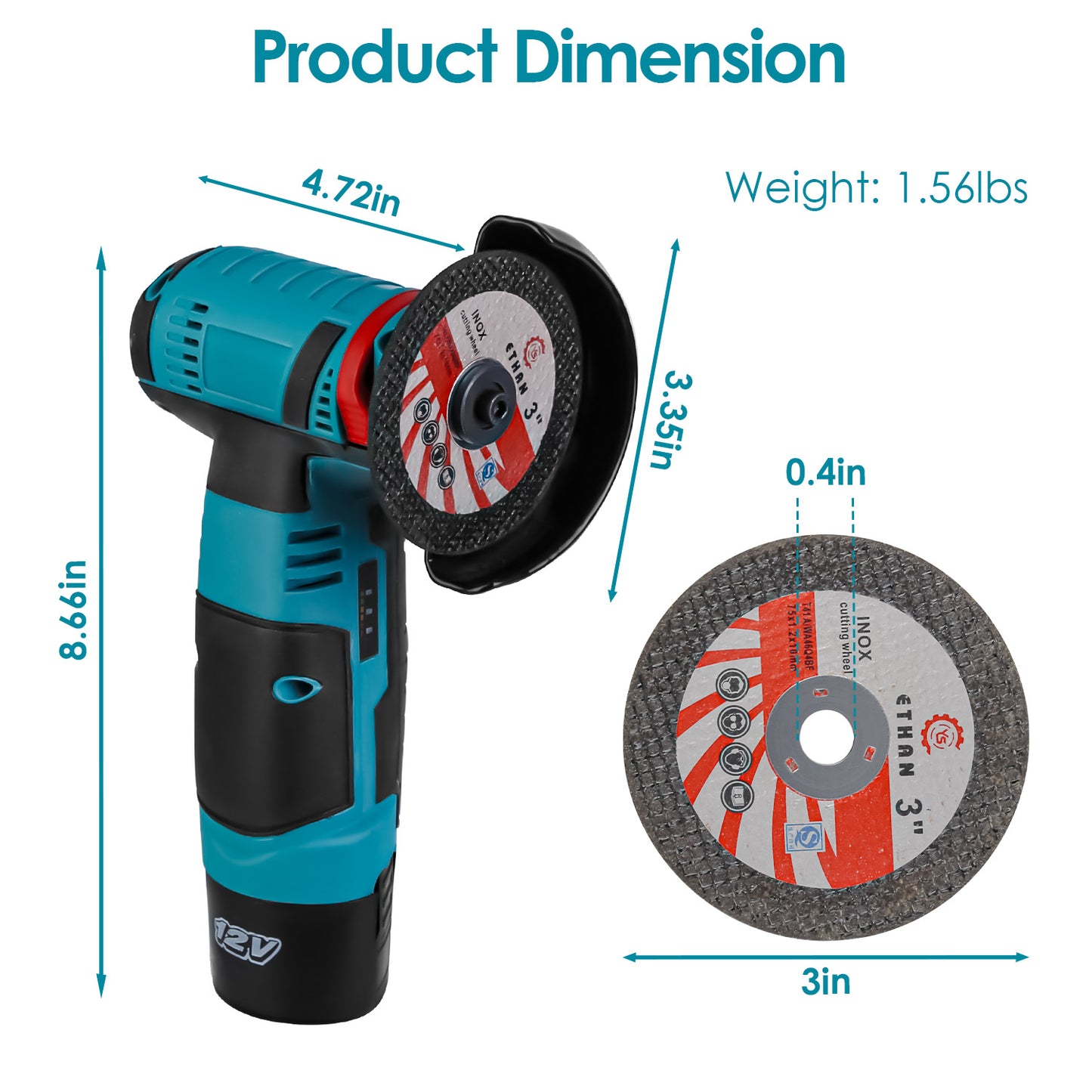 1Set 12V Cordless Mini Angle Grinder Hand Polishing Grinding Machine Cordless Cutter Grinding Tool With 7Pcs Disc 2Pcs 1100mAh Batteries And Charger Hex Key