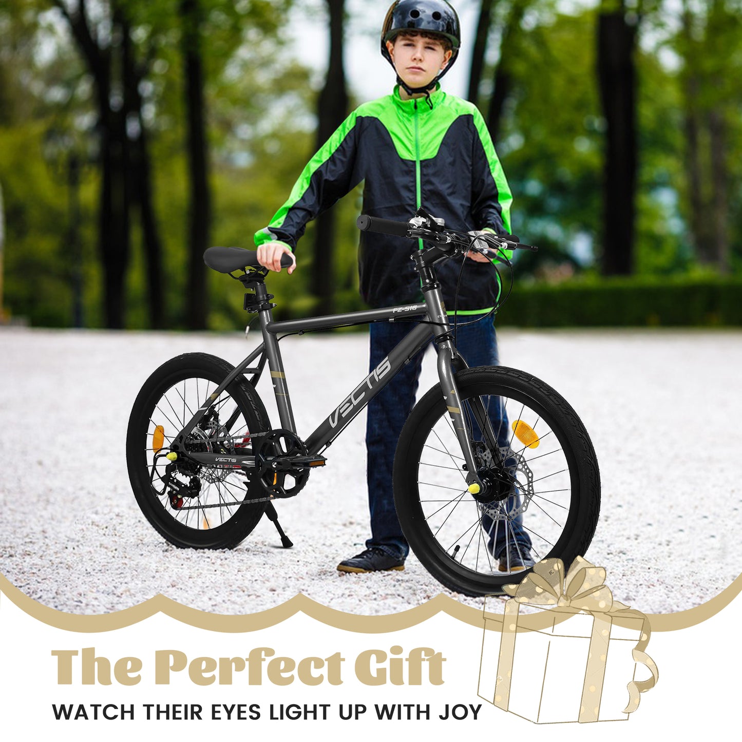 A20183 Kids Bike For 6-12 Years Old, 20 Inch Children's Bicycle For Boys Girls, 7-Speed Steel Frame, , Dual Disc Brakes, 20x1.75 Inch Tires Road Bike, 4 Color Options