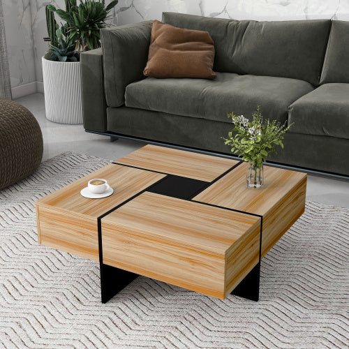 Unique Banana Design Coffee Table With 4 Hidden Storage Compartments