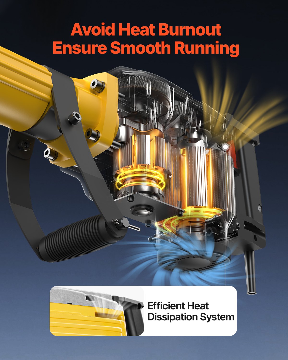 Demolition Jack Hammer Concrete Breaker 2200W Electric Hammer 2 Chisel Bit