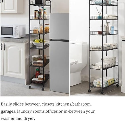 Layer Storage Car Line Slim Shelves With Wheels