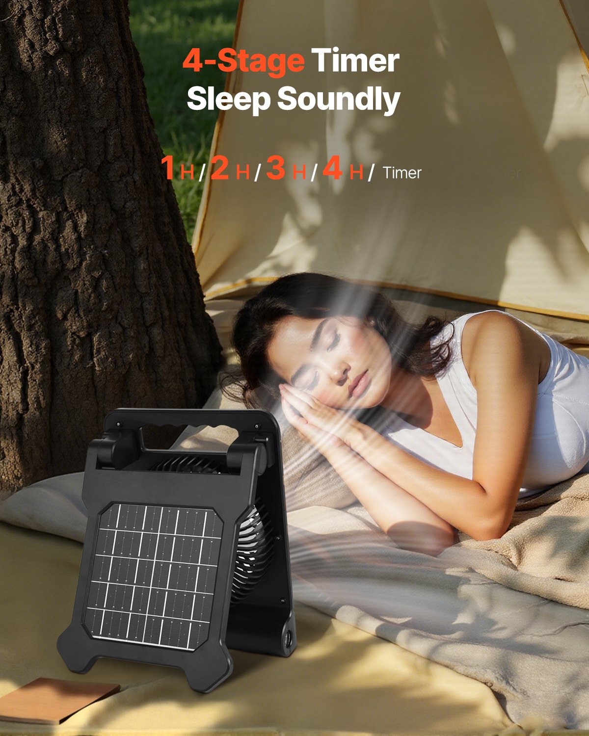 Rechargeable Solar Fan LED Lantern 7 Inch Portable Cordless 4W