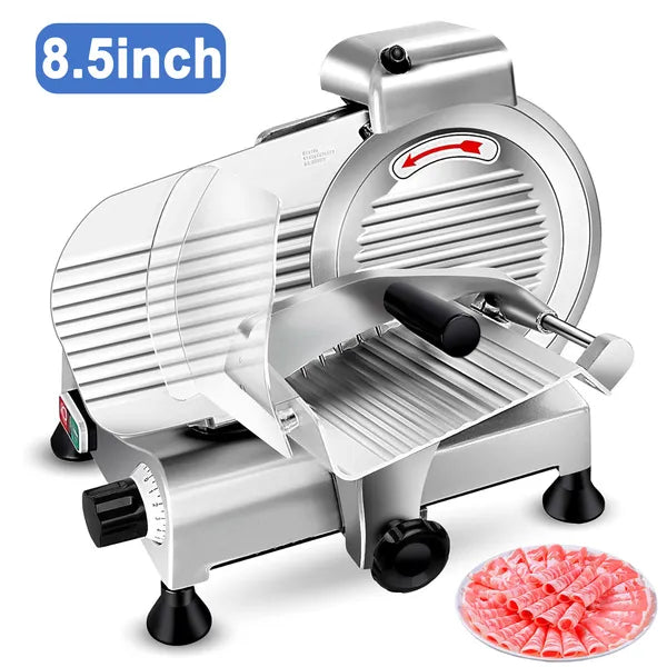 Meat Slicer Machine,8.5/10 Inch Commercial Meat Slicer, 240W Frozen Meat Cheese Deli Slicer,Premium Chromium-plated Steel Blade Semi-Auto Foody Slicer For Commercial And Home Use