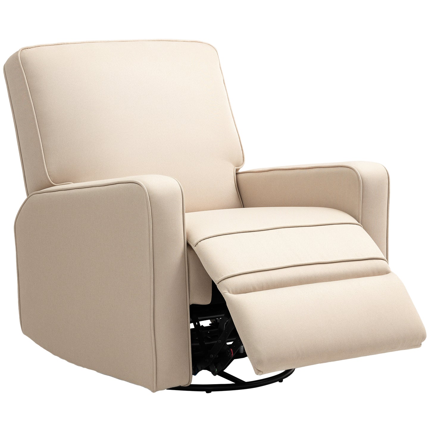 Manual Recliner Chair for Adults with Thick Cushion, Breathable Fabric Glider Rocking Chair for Living Room, Beige