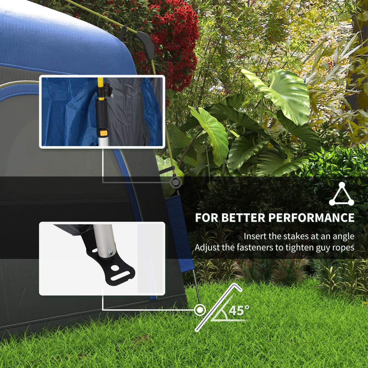 4 Person Pop Up Camping Tent Quick Setup Automatic Hydraulic Family Travel Tent w/ Windows Doors Carry Bag