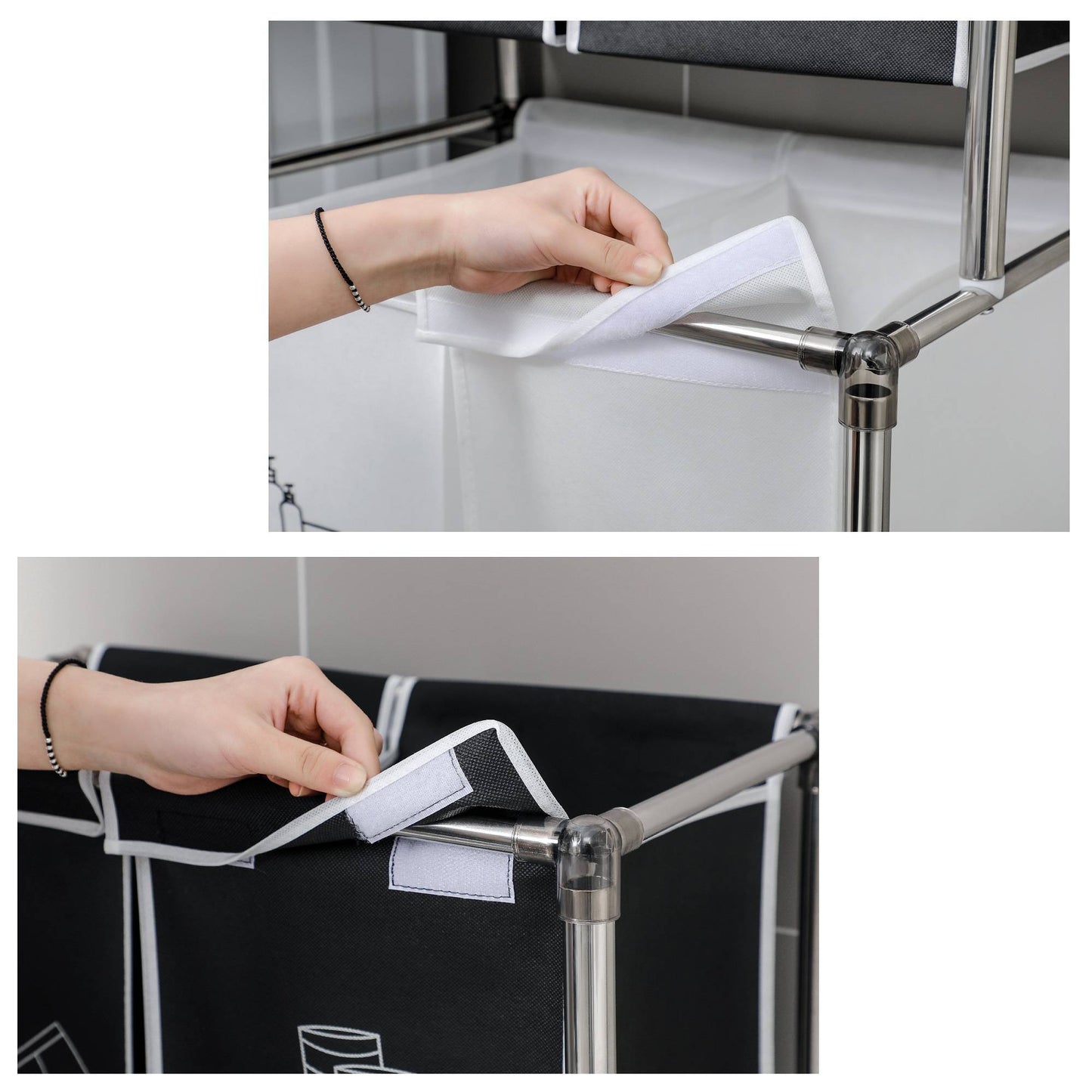 2 Tier Laundry Hamper Laundry Sorter With 4 Removable Bags For Organizing Clothes