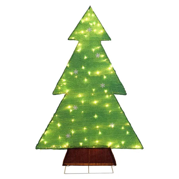 4FT Lighted Christmas Tree Yard Decorations, Pre-lit Holiday Decor With 110 Warm White LED Lights For Xmas Outdoor Indoor Decor Lighted Holiday Displays