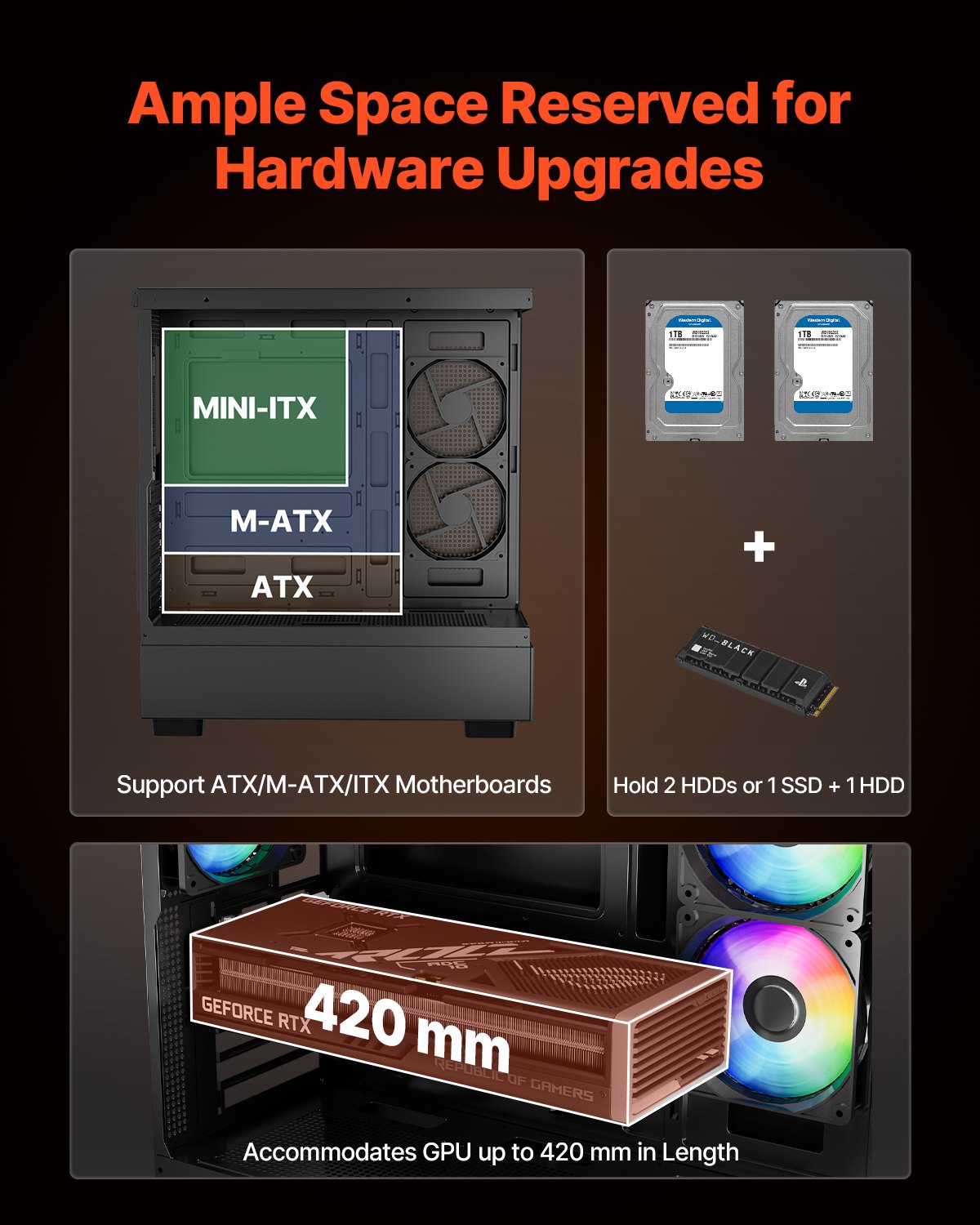 Mid-Tower ATX PC Gaming Case Computer Case With 6 X 120 Mm PWM ARGB Fans