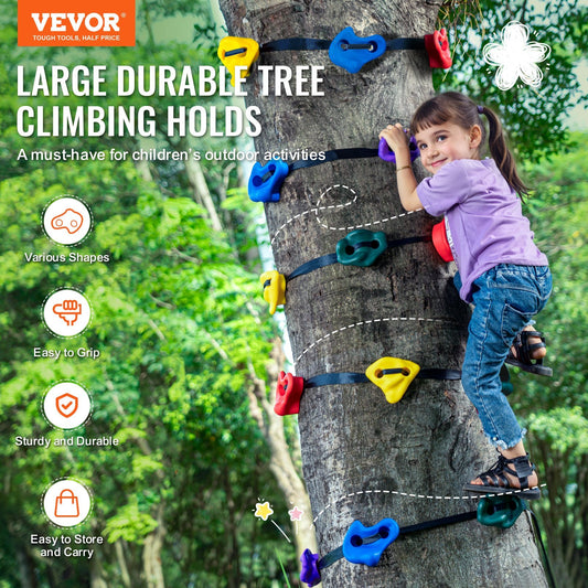 VEVOR NinjaTree Climbing Kit 20 Tree Climbing Holds 6 Ratchet Straps Outdoor