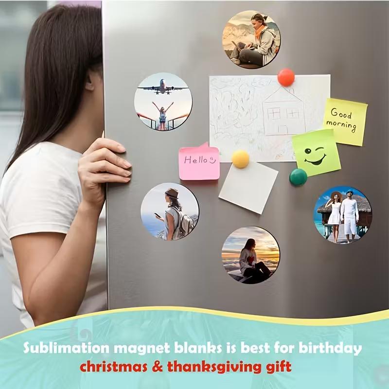 50-Piece Household Kitchen Refrigerator Magnets, Heat Transfer Blank Round Microwave Oven Wall Door Decoration Or Office Calendar Refrigerator Magnets