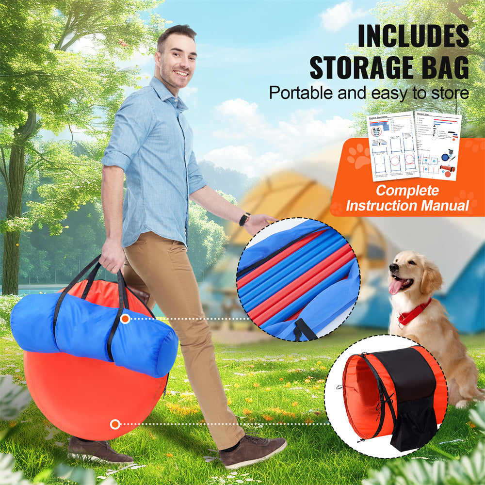 VEVOR Dog Agility Training Equipment 5 PCS Set Upgrade W Hurdles Extended Tunnel